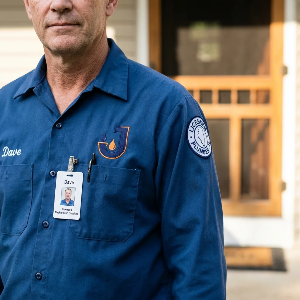 Licensed plumber showing ID badge in Unionville, TN