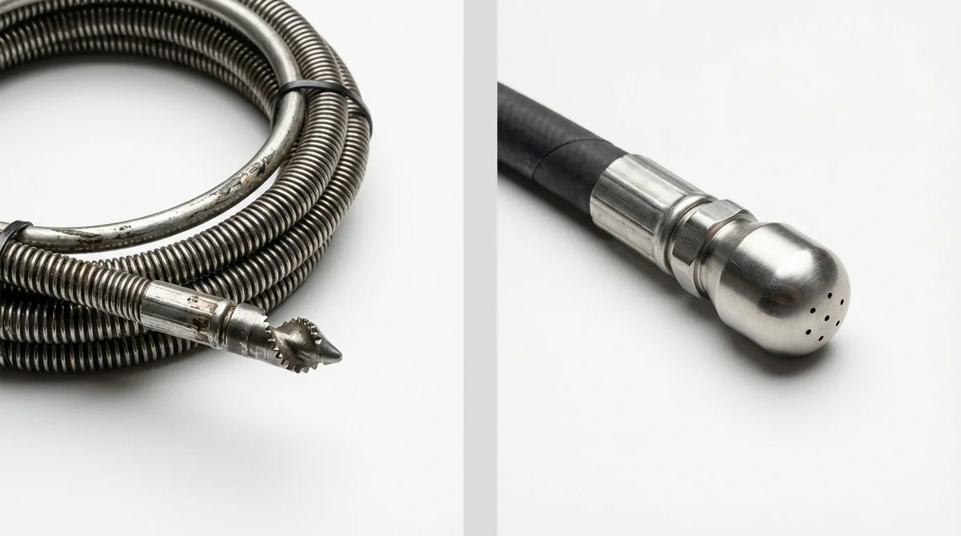Drain snake cable and hydro jetting nozzle used for drain cleaning in Unionville, TN