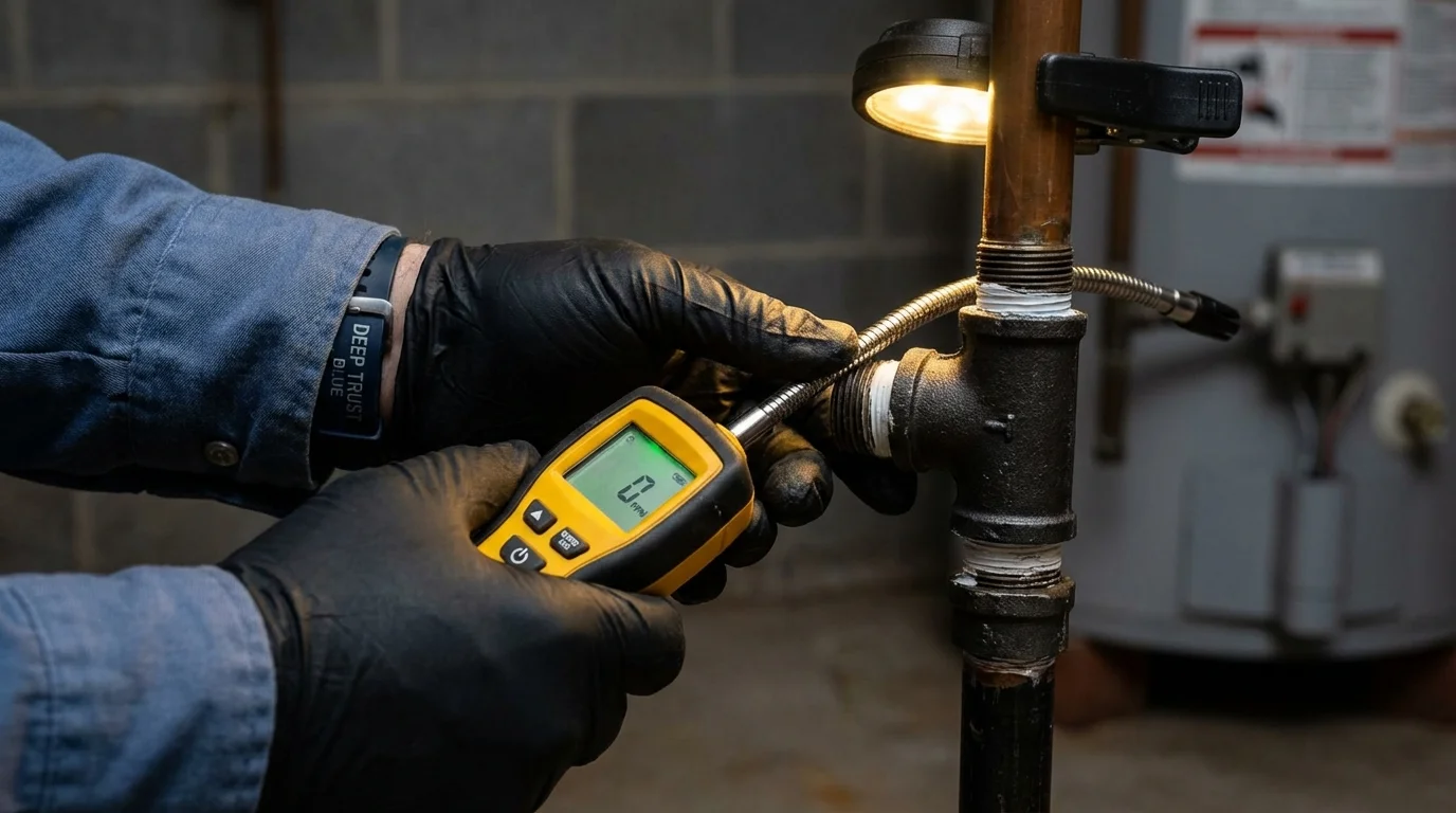 Gas leak detection with electronic sniffer by Johns Plumbing LLC in Unionville