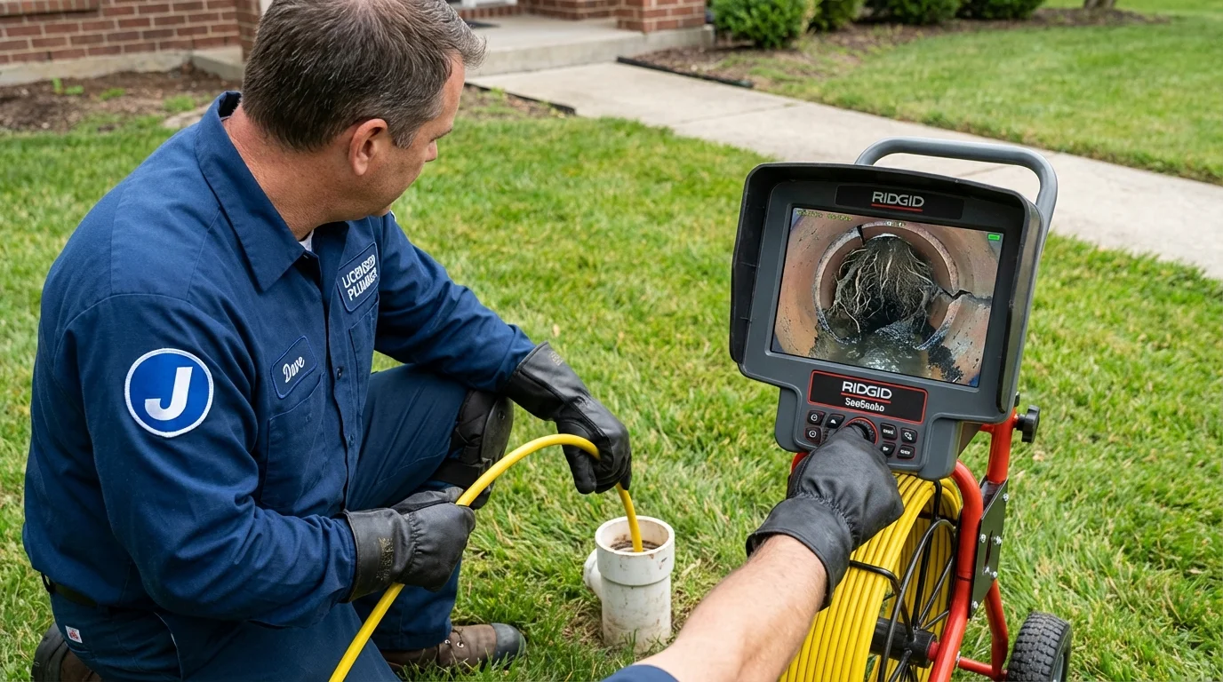 Sewer camera inspection being performed by Johns Plumbing LLC in Unionville