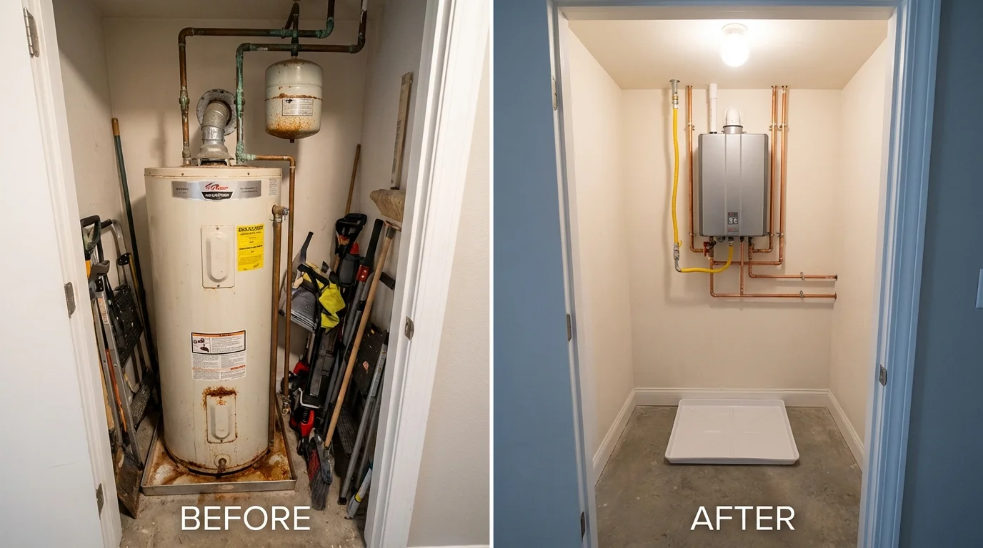 Tank water heater versus wall-mounted tankless unit comparison for Unionville, TN homeowners